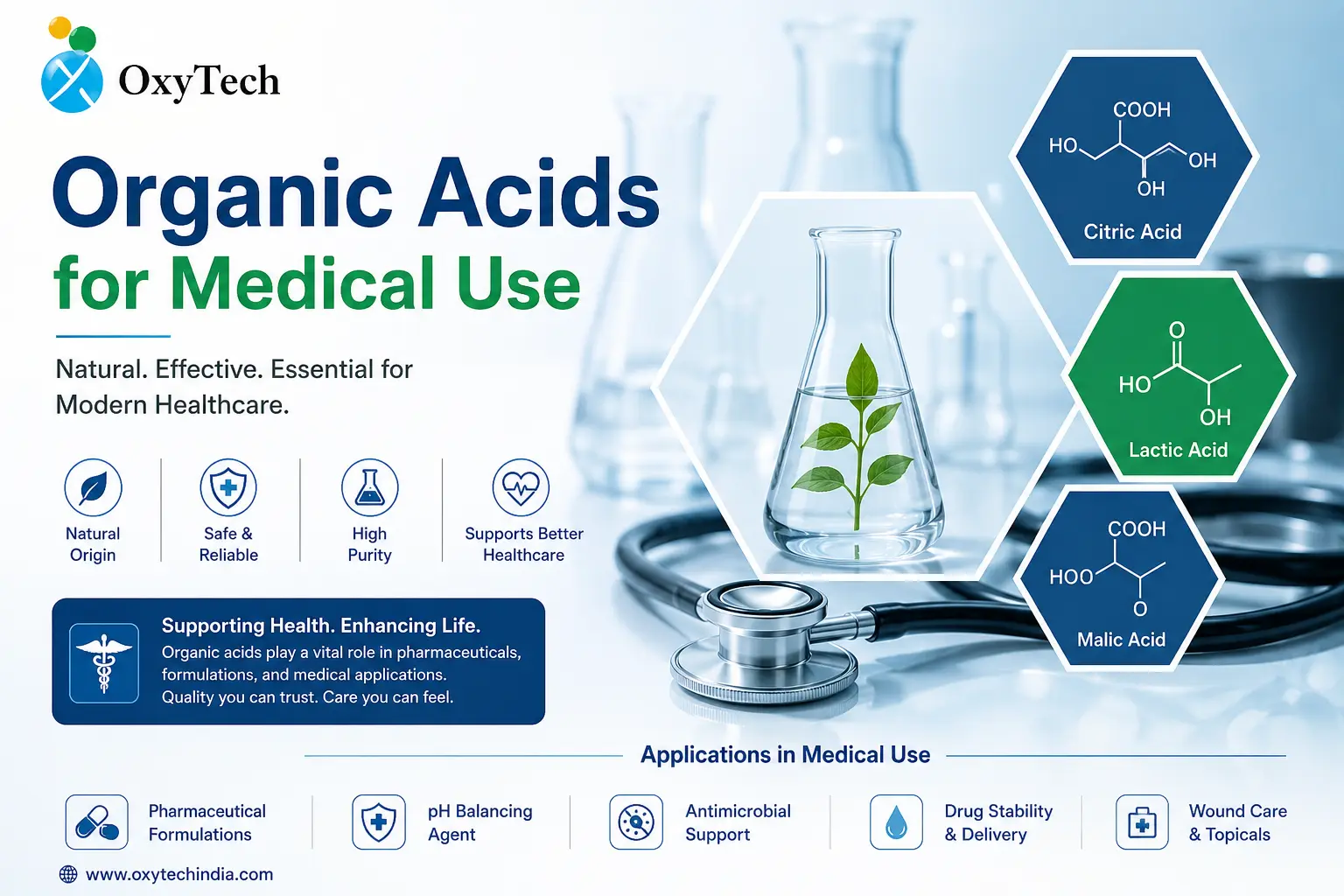 Organic Acids for Medical Use: Types, Benefits, and Applications